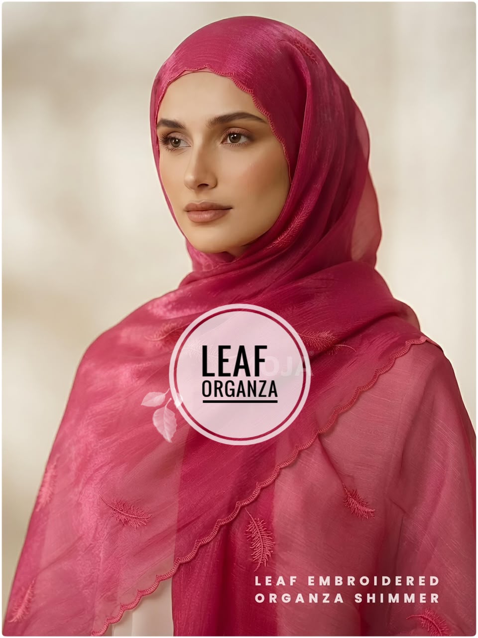 MOJA LEAF EMBRODIRED ORGANZA SHIMMER